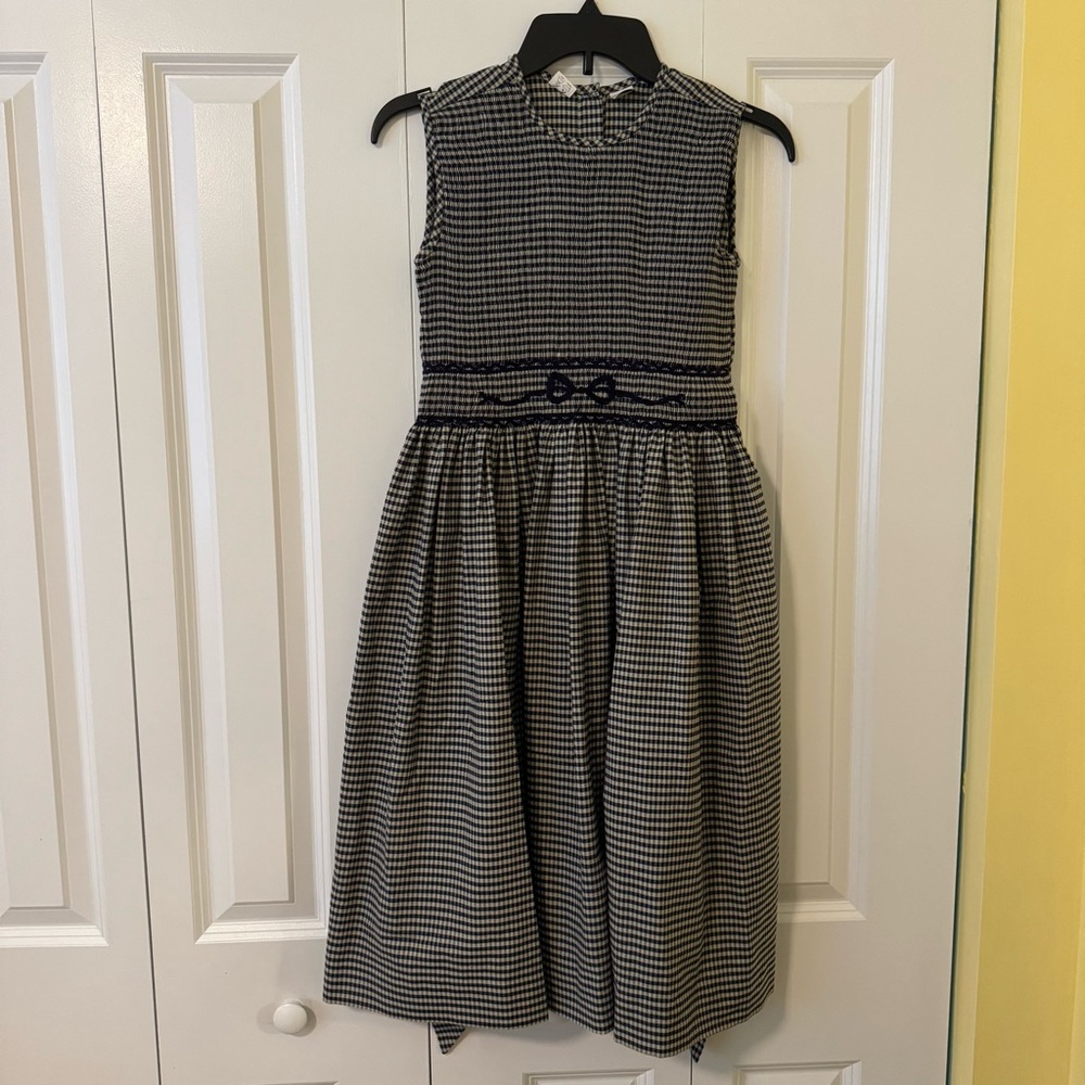 Charming Checkered Kids Dress in Black and White